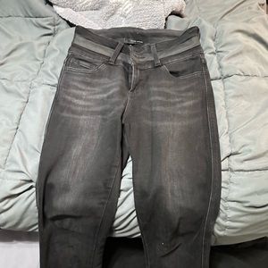 Black flying monkey skinny high-rise jeans.